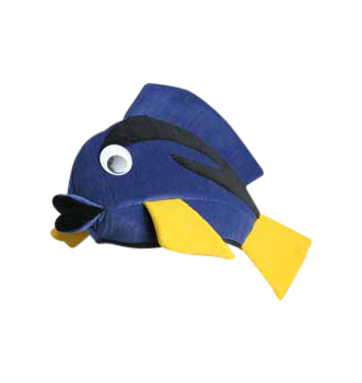 yellow and blue fish hat